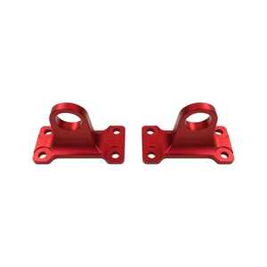 Installed PLOMOR tow rings black red finish Defender rear view