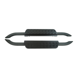 PLOMOR Defender retro side steps front view steel running boards