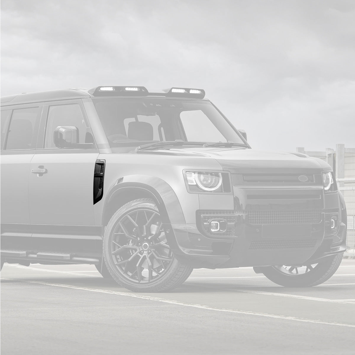 Gloss Black Side Vent Cover Installed – Defender