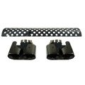 PLOMOR Square Quad Exhaust Tip Kit Front View for Defender 90/110/130