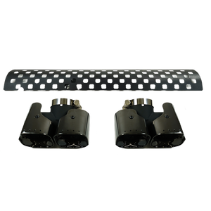 PLOMOR Square Quad Exhaust Tip Kit Front View for Defender 90/110/130