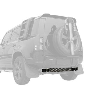 PLOMOR Square Quad Exhaust Tip Kit Installed Close-Up on Defender 90/110/130