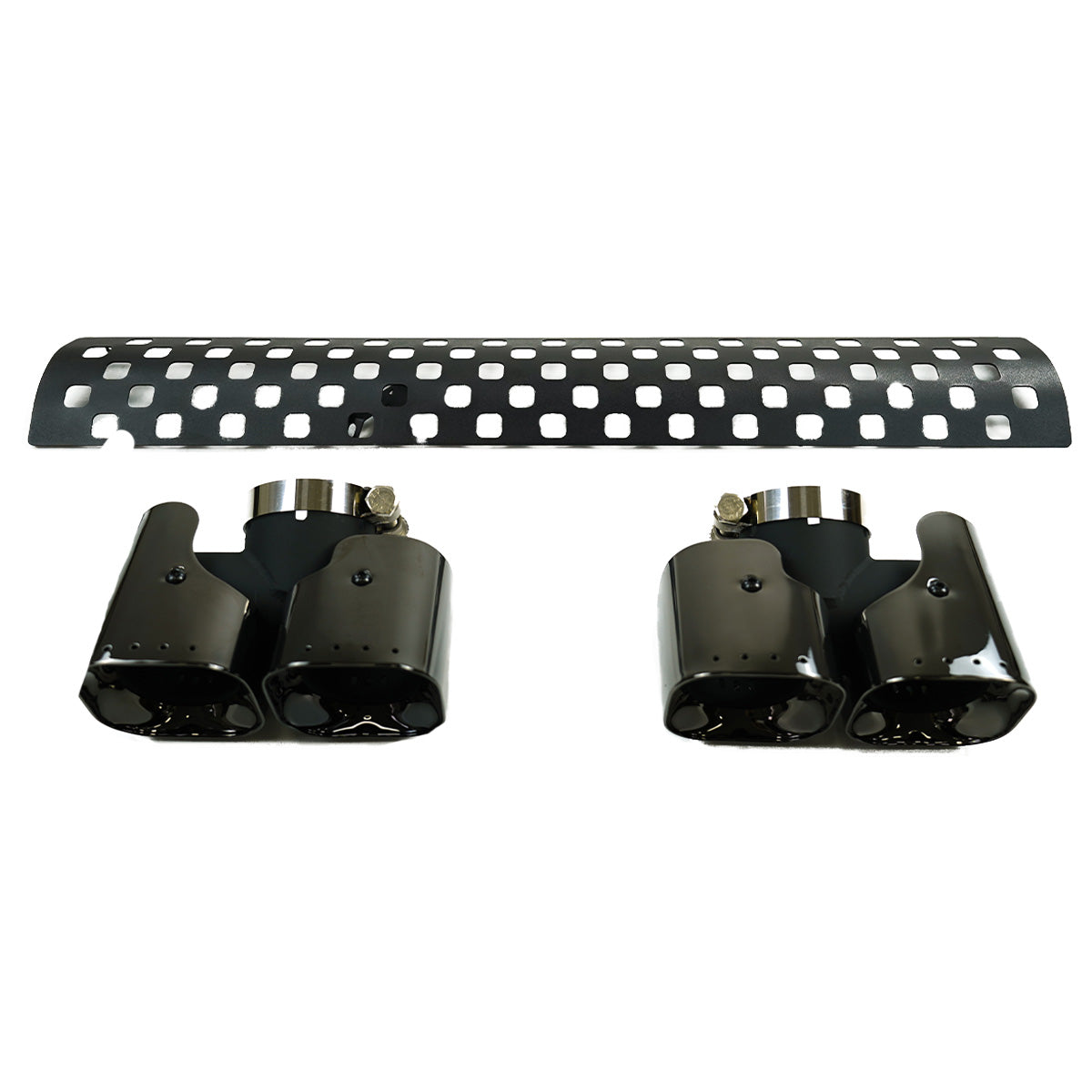 PLOMOR Square Quad Exhaust Tip Kit Side Angle for Defender 90/110/130
