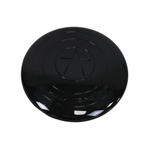 PLOMOR Defender 90 110 star spare wheel cover black ABS front view
