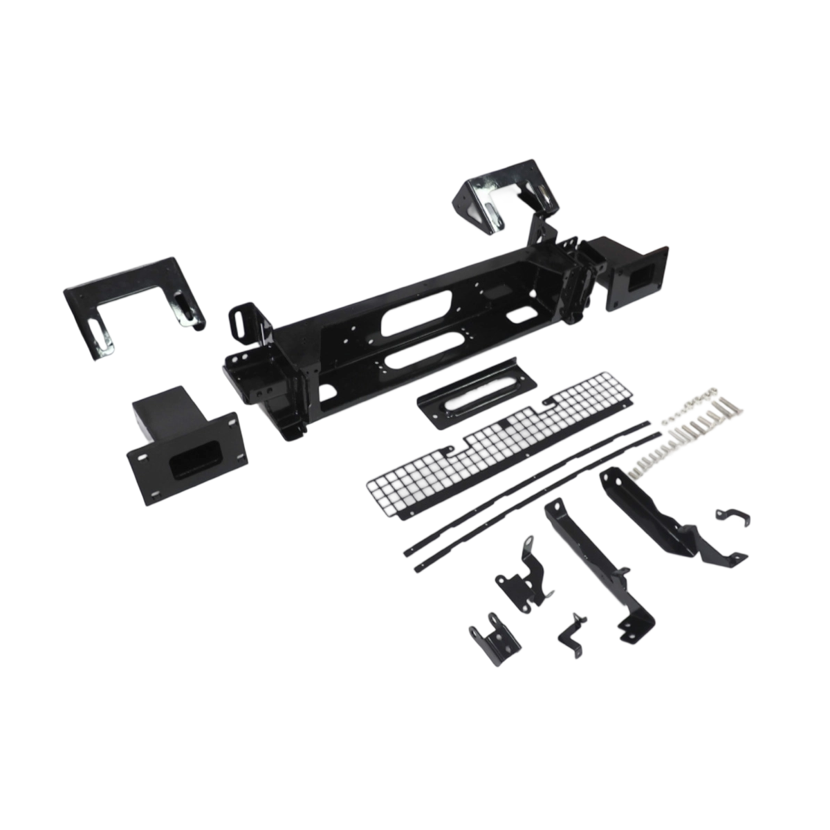 PLOMOR gloss black winch mount bracket for Land Rover Defender 90/110/130