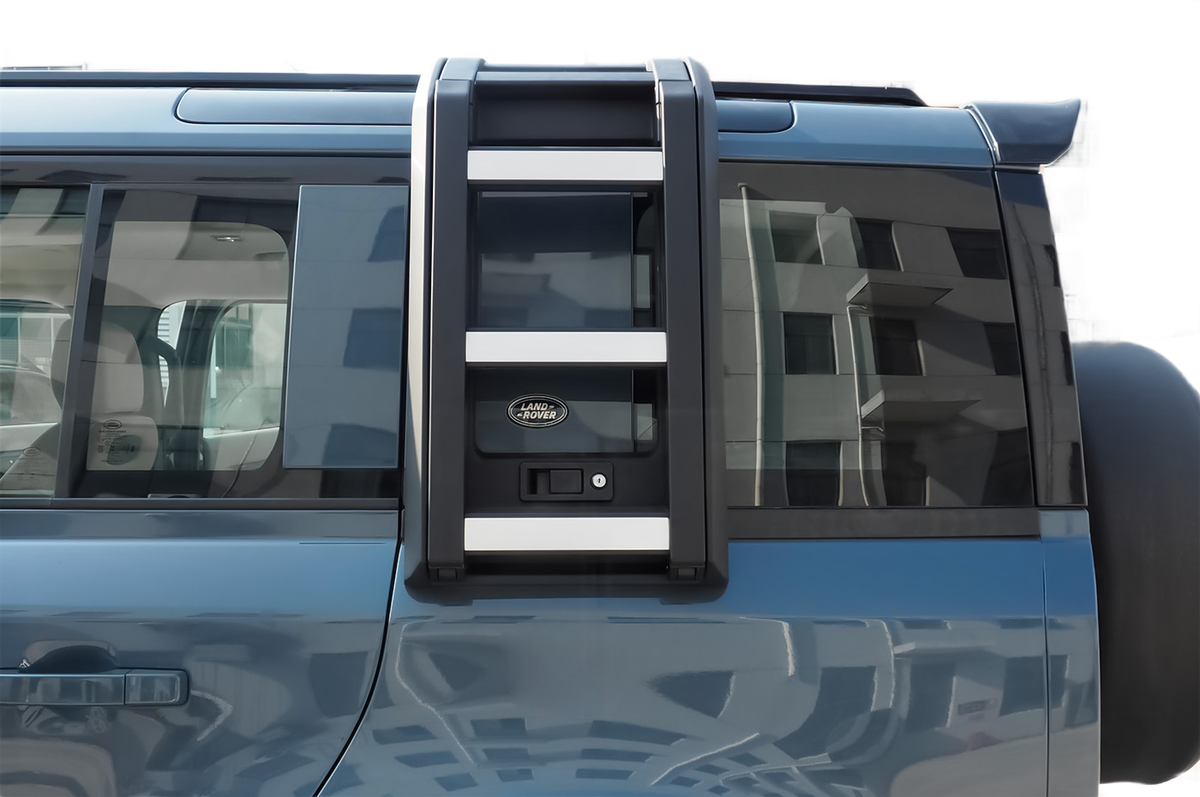Convenient Roof Access - PLOMOR Side Ladder for Land Rover Defender 90 / 110 / 130 – Easy Roof Access & Durable Design