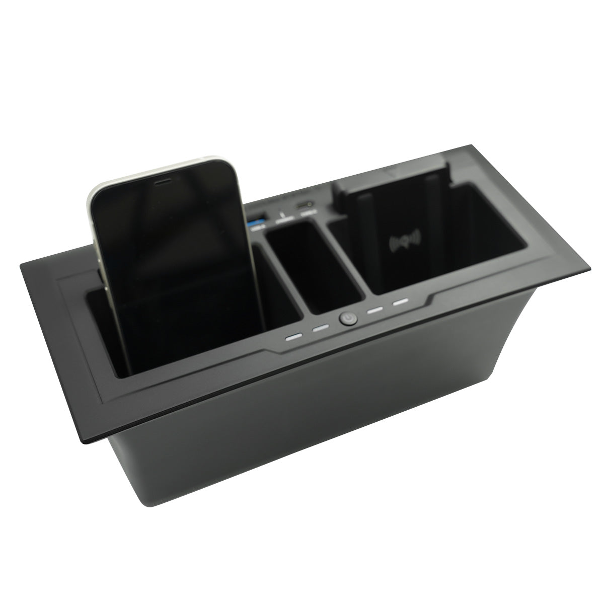 PLOMOR Dual Wireless Charging Console Compact, Easy Installation