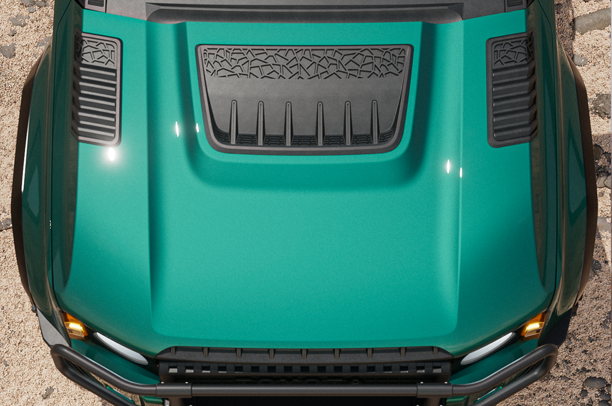 LC250 Hood — Aluminium Alloy + ABS, Gloss Black - Aluminum + ABS Off-Road Hood for 2024+ Toyota Land Cruiser LC250 (incl. US “Land Cruiser 1958”) — Vehicle-Specific Fit, Custom Colors