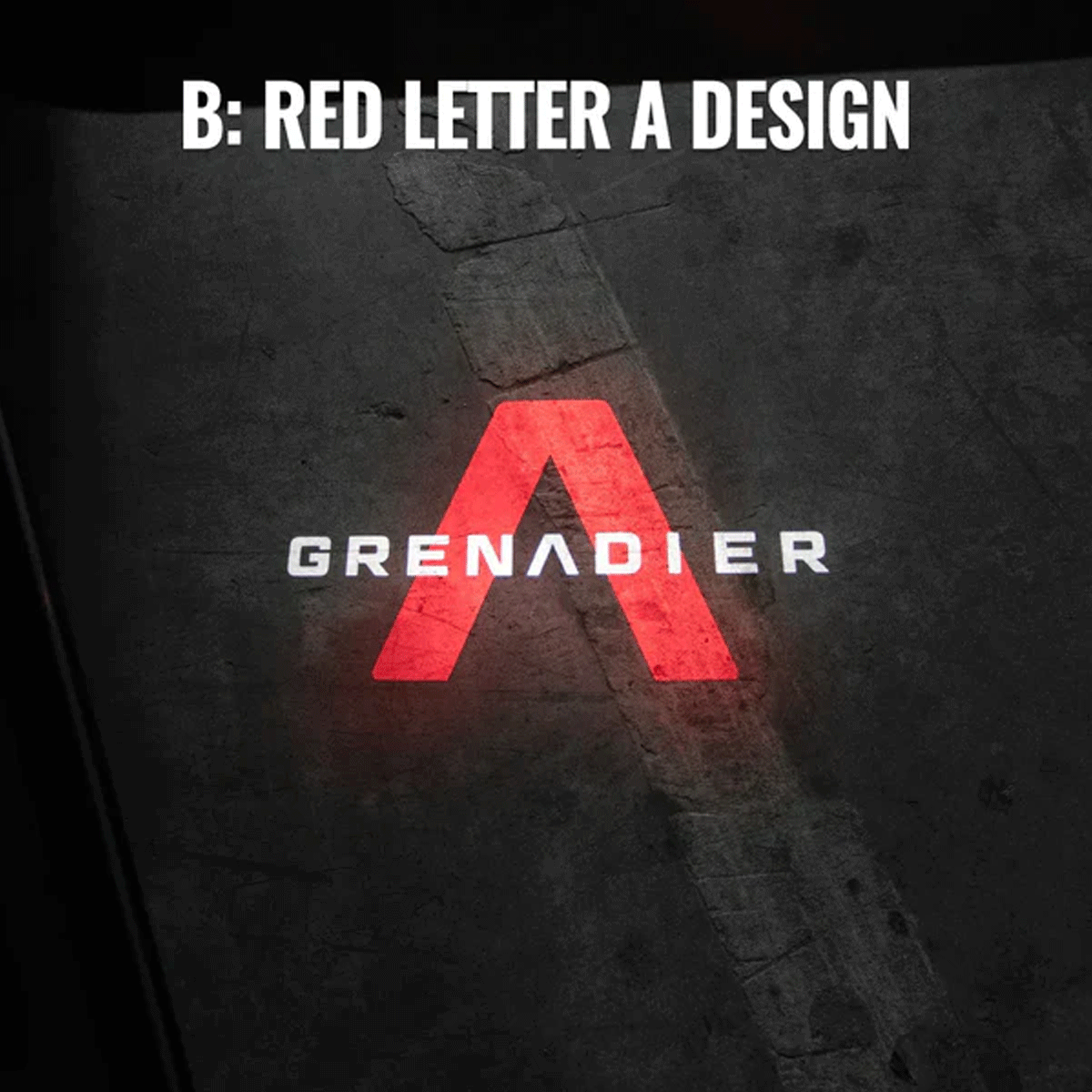 Red letter A projection LED puddle lights for Ineos Grenadier
