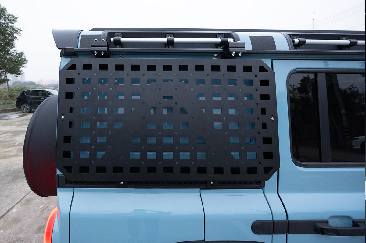 Modular Military-Style MOLLE Grid System - PLOMOR INEOS Grenadier Rear Side Window MOLLE Panel – Steel Utility Storage Rack, Bolt-On