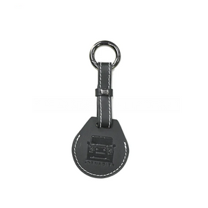 Black leather AirTag cover for Ineos Grenadier keychain, premium leather AirTag holder