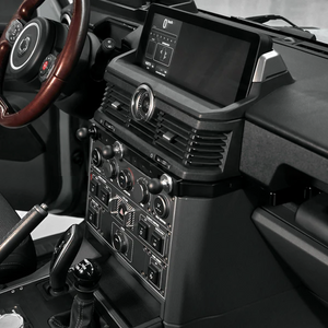 “Plomor premium aluminium centre console track installed in an INEOS Grenadier, keeping accessories organised and within easy reach.”
