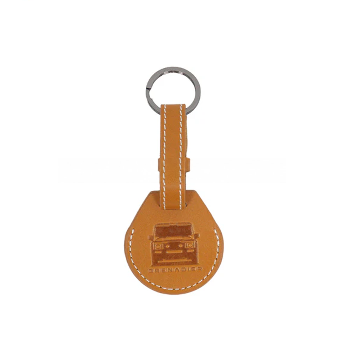 Classic orange leather AirTag cover for Ineos Grenadier keychain, premium AirTag holder