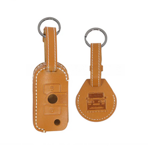 Classic orange leather keychain and AirTag cover set for Ineos Grenadier, luxury accessory
