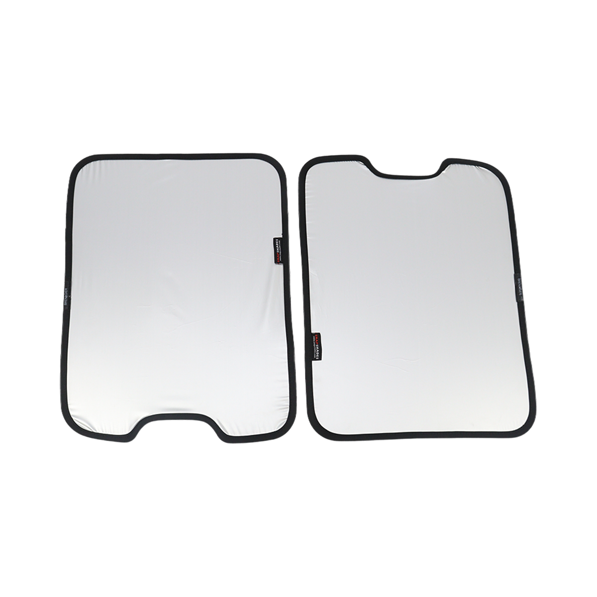 PLOMOR two-piece skylight roof sunshade for INEOS Grenadier, silver reflective panels shown side by side for front and rear windows