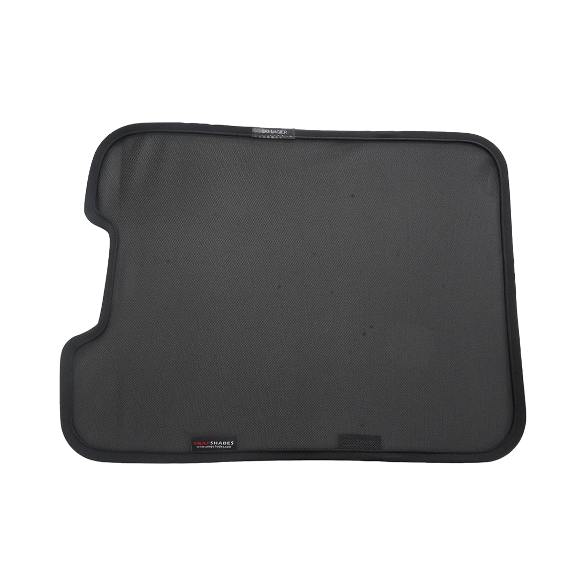 INEOS Grenadier skylight sunshade — single left panel, mesh side up with fabric edging and label visible.