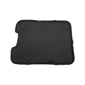 Single black mesh skylight sunshade panel for Ineos Grenadier (2020–2024), rounded rectangle with small top notch, close-up on dark background.