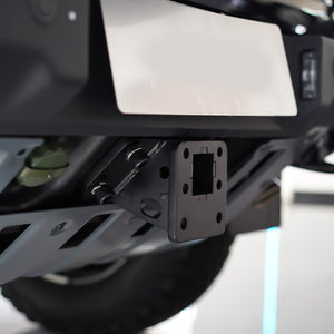 Heavy duty tow hitch bracket on INEOS Grenadier for towing and recovery use