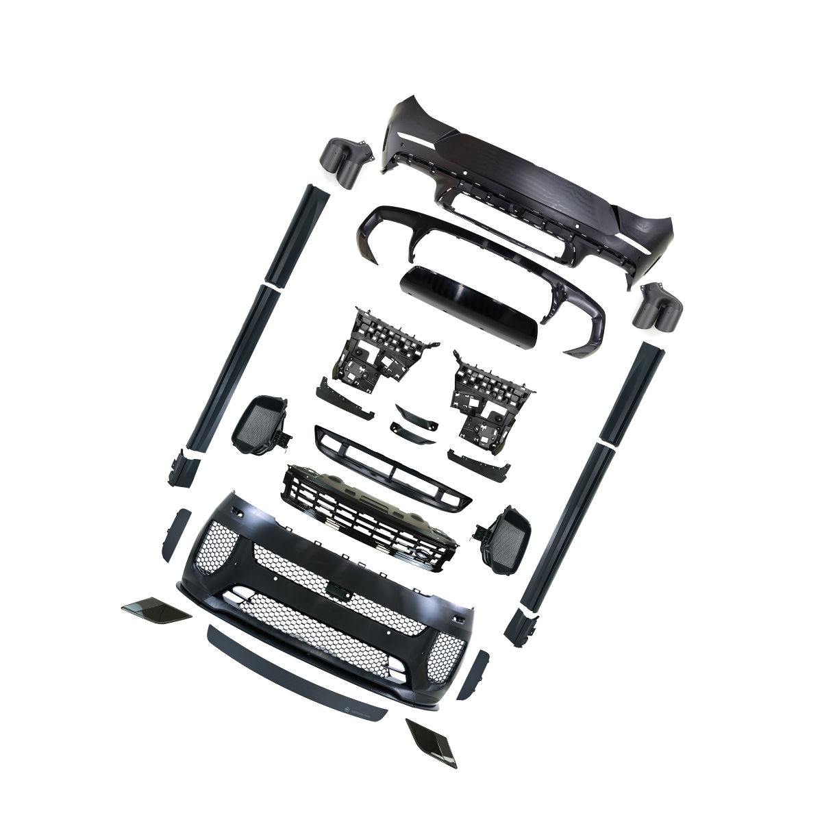 Range Rover Sport L461 SV Style body kit rear view with carbon fiber accents