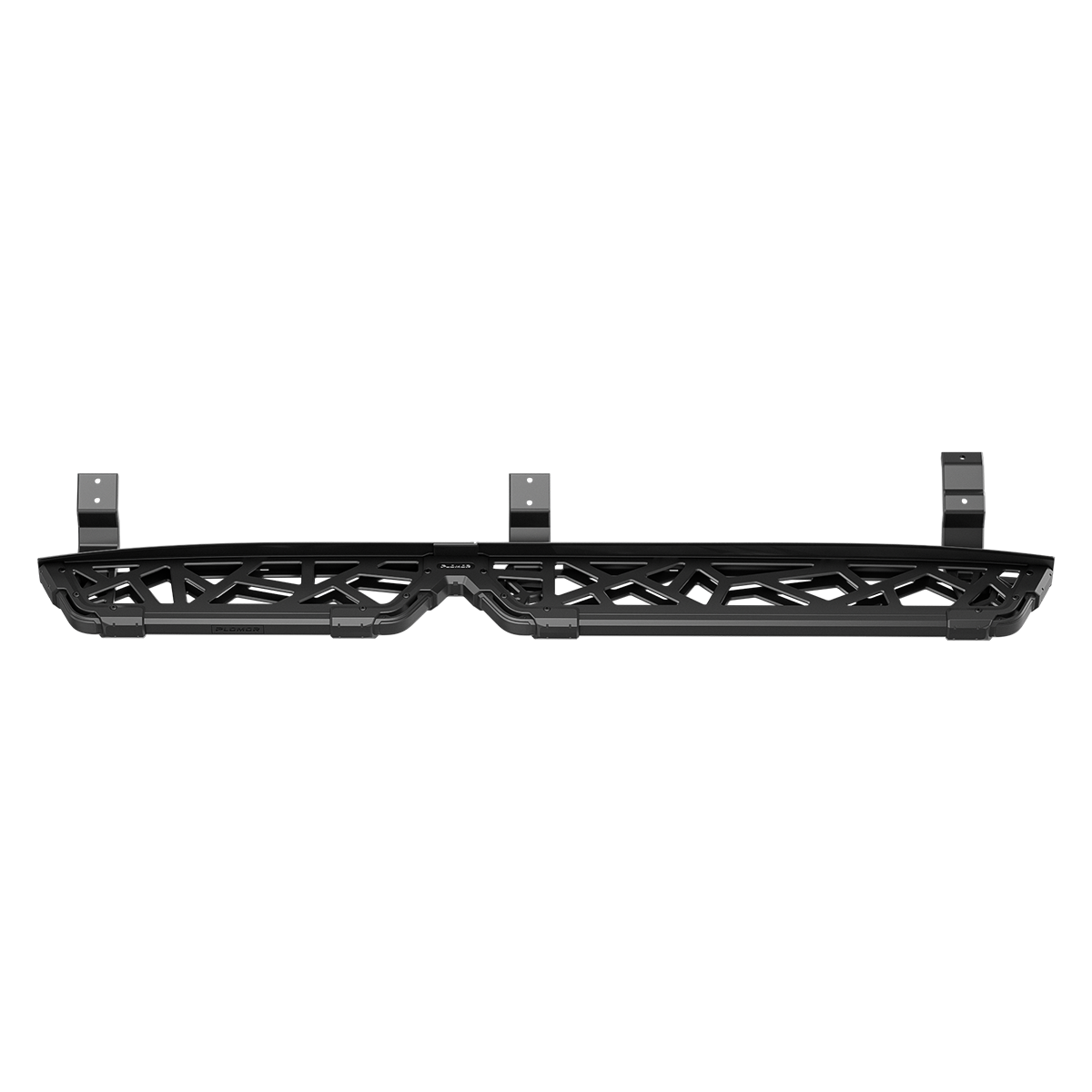 PLOMOR wide fender flare mounting bracket — long rail, matte black, single piece for Toyota Land Cruiser LC250 / 1958