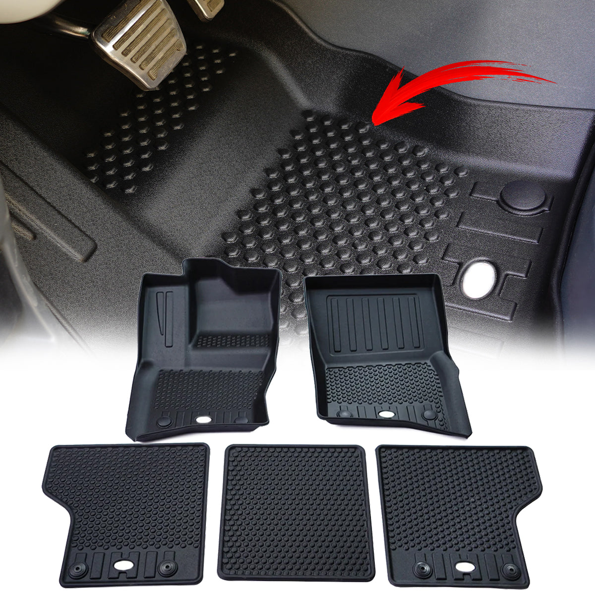 PLOMOR all-weather floor mats for Land Rover Defender 90 and 110