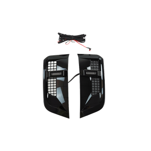 PLOMOR Defender 90/110 LED Side Vents | Gloss Black ABS Upgrade