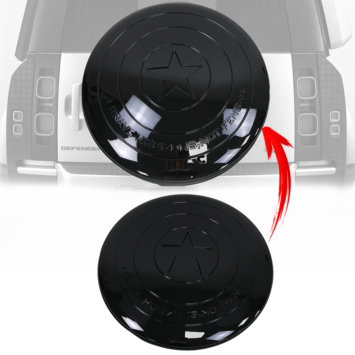PLOMOR star design spare wheel cover for Land Rover Defender 90 and 110