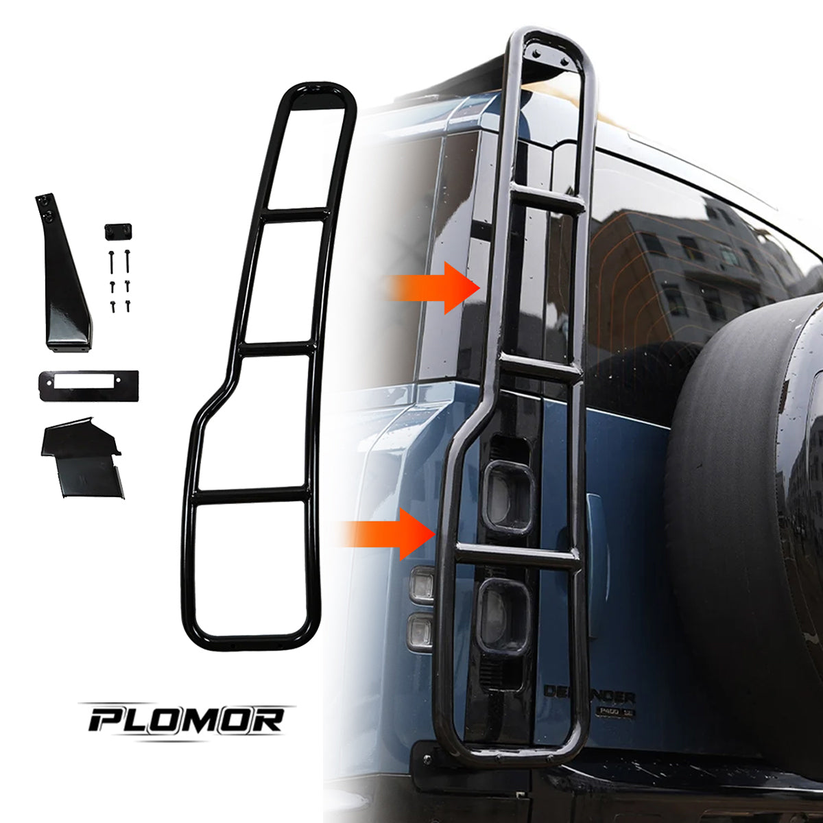 PLOMOR aluminium rear ladder for Land Rover Defender 90 110 L663