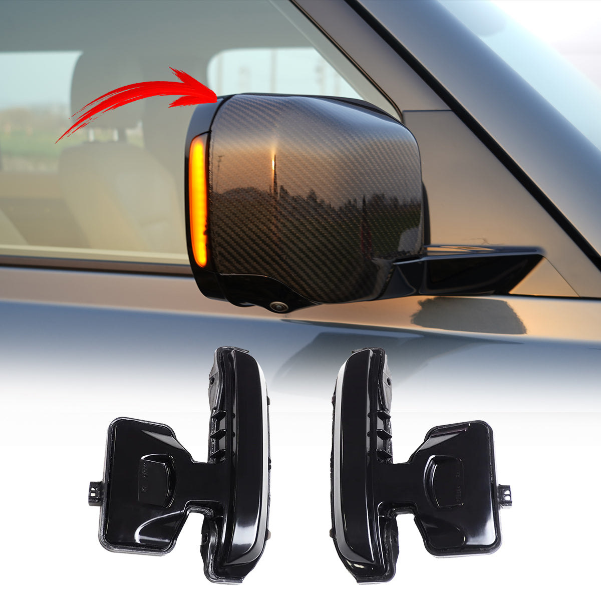 PLOMOR Dynamic Sequential Amber LED Side Mirror Indicators for Land Rover Defender L663