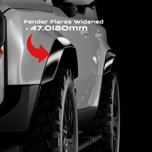 Off-road protection with PLOMOR wide-body fender flares for Toyota Land Cruiser LC250, shielding from mud and debris