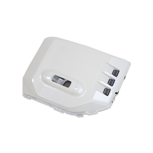 Toyota LC250 fog lamp trim — white ABS, single right piece, tilted view