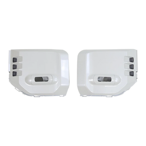 PLOMOR fog light frames for Toyota Land Cruiser LC250 — white ABS, studio hero pair