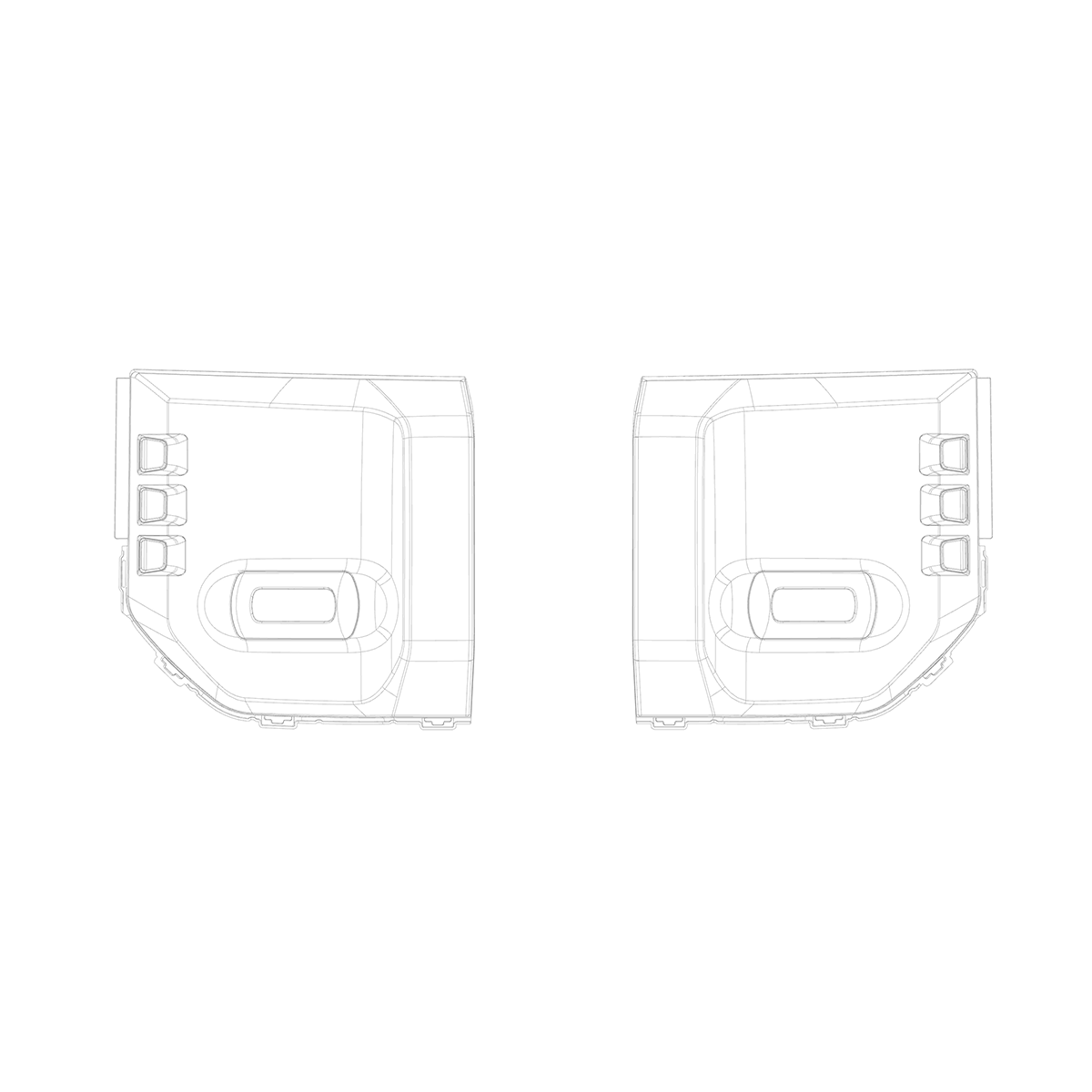 Toyota LC250 fog light surrounds — white ABS, front and back technical outline