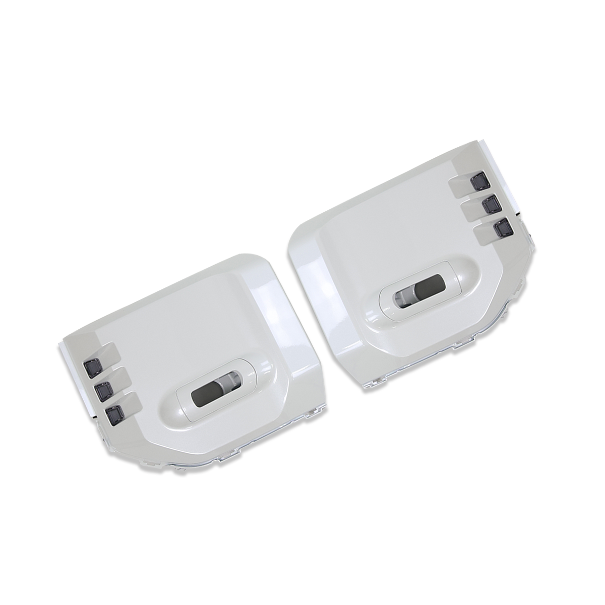 LC250 fog light trim — white ABS pair, angled view