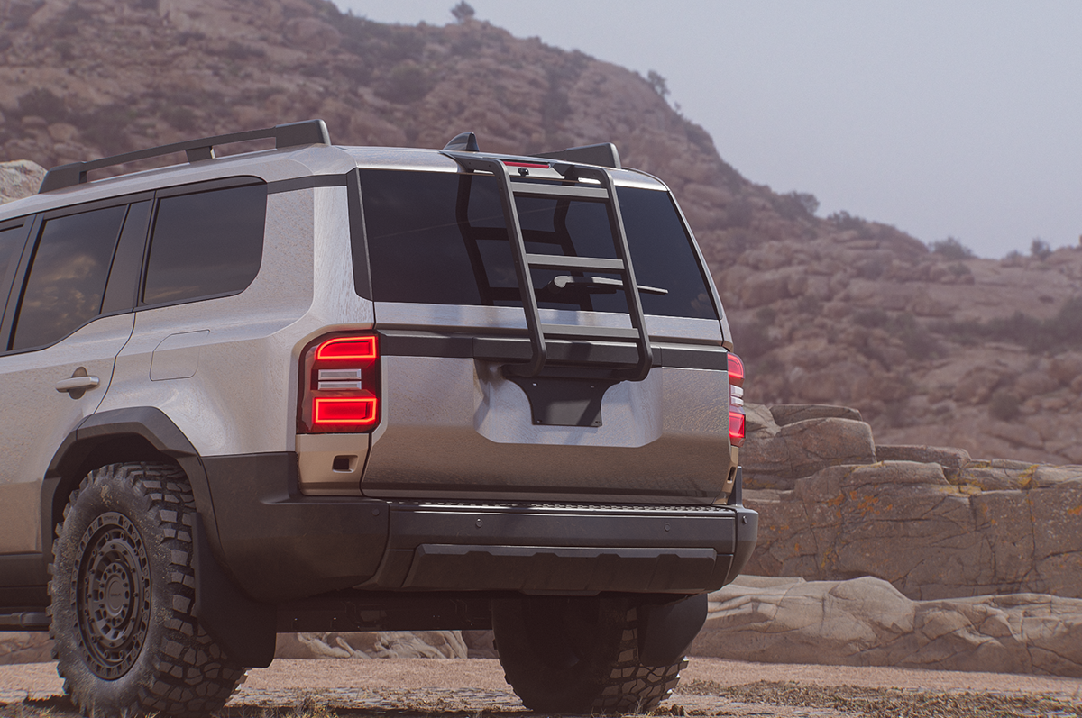 Matte Black Aluminium Rear Ladder – Lightweight & Durable - Aluminum Rear Ladder for Toyota Land Cruiser LC250 (2024+) – Off-Road Style