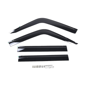 PLOMOR LC250 window visors rain guards gloss black ABS OEM fit front view