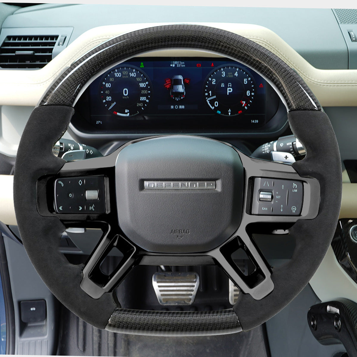 PLOMOR performance steering wheel installed dashboard interior view