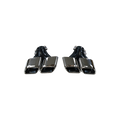 Pair of chrome dual-exhaust tailpipe tip finishers for Range Rover, left and right pieces, transparent background.