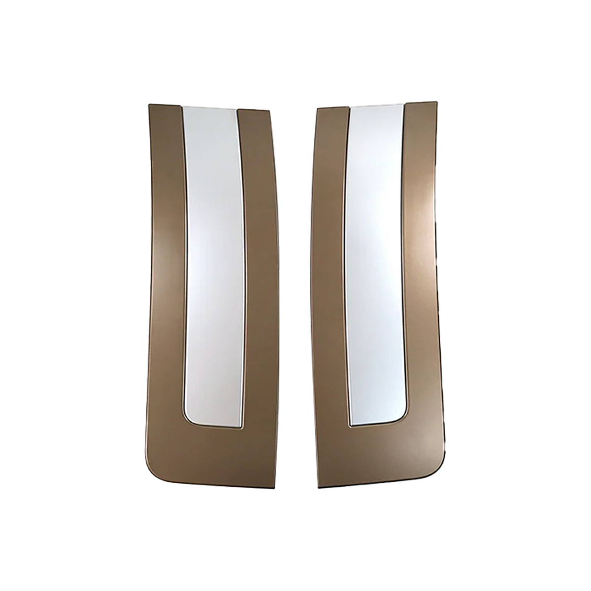 PLOMOR silver and gold B-pillar trim covers for Range Rover L460 (2023+), high-gloss finish, left and right pair shown on transparent background.