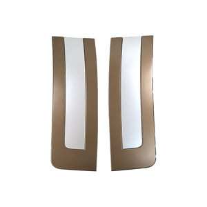 PLOMOR silver and gold B-pillar trim covers for Range Rover L460 (2023+), high-gloss finish, left and right pair shown on transparent background.
