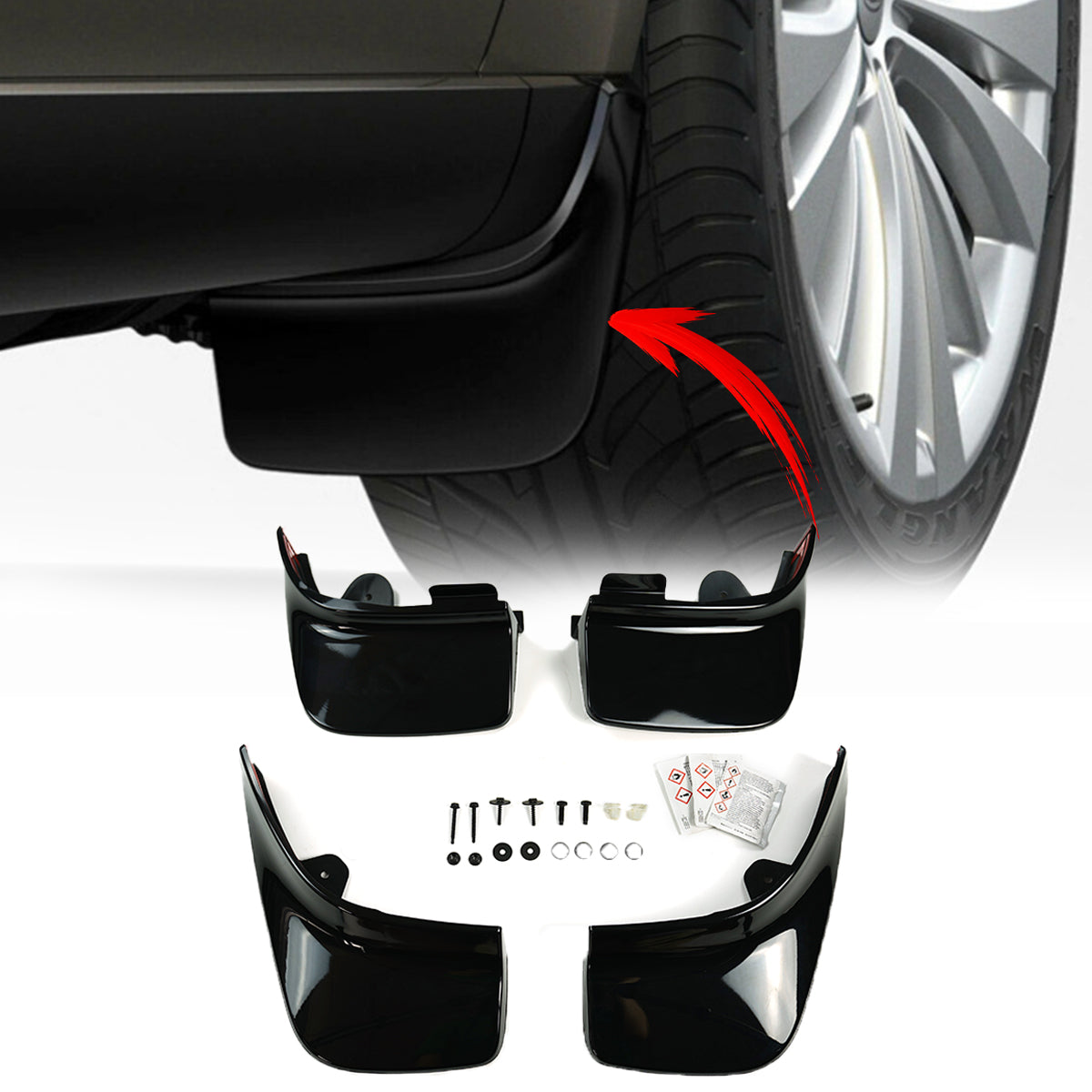 PLOMOR gloss black mud flaps for Range Rover L460