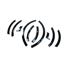 Full set of PLOMOR gloss-black fender flares for Range Rover Sport L461 (2023+), laid out to show all front and rear pieces and door-junction trims.