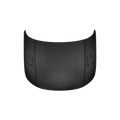 PLOMOR hood/bonnet for Range Rover Sport L461 (2023+), paint-ready black finish with integrated vent panel areas, studio top view.