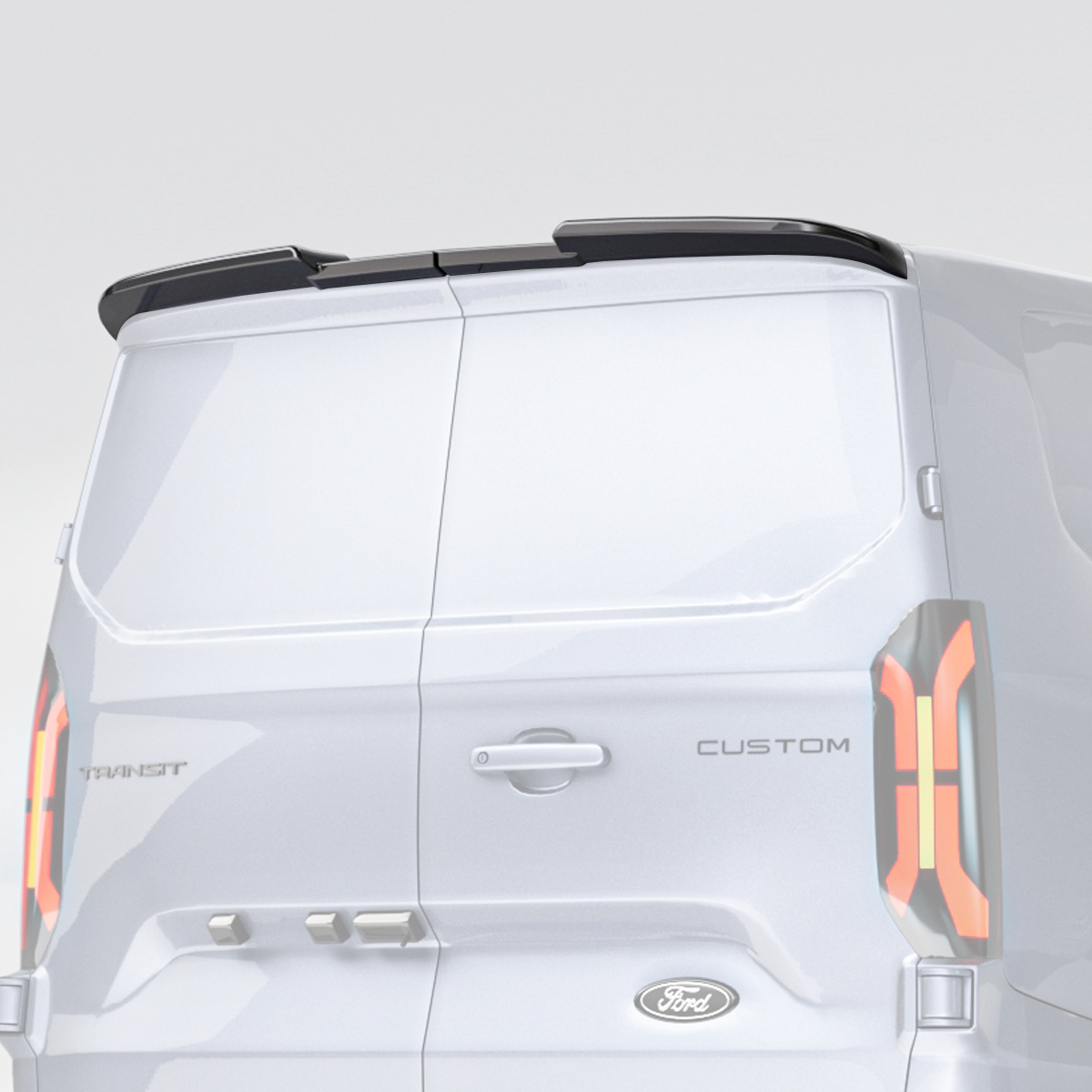 Exterior upgrade spoiler installed on Ford Transit Custom