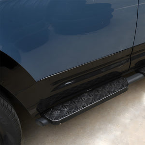 PLOMOR running boards installed Defender off road stance view
