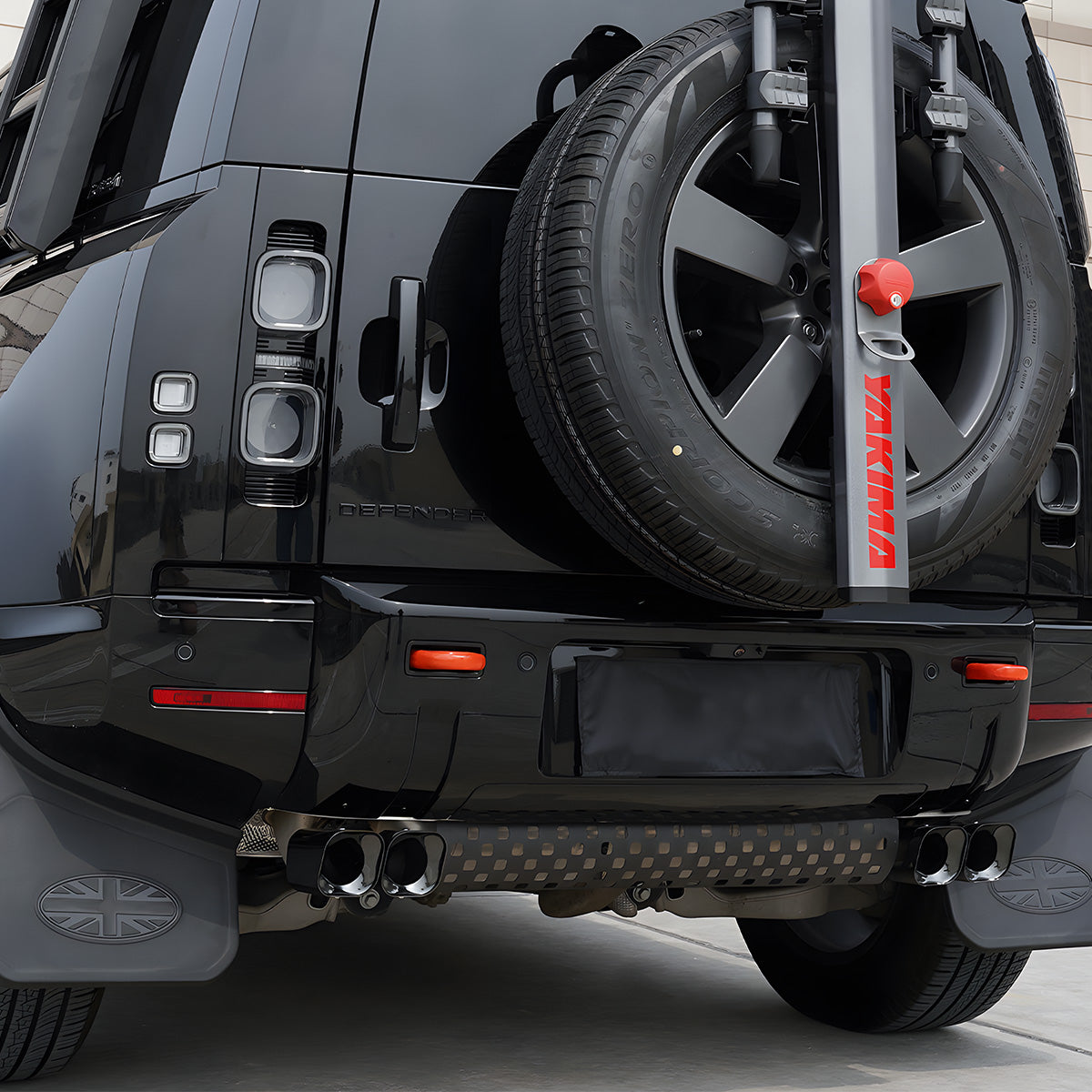 PLOMOR Tow Hook Installed Red Finish on Defender