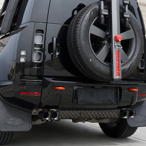 PLOMOR Tow Hook Installed Red Finish on Defender