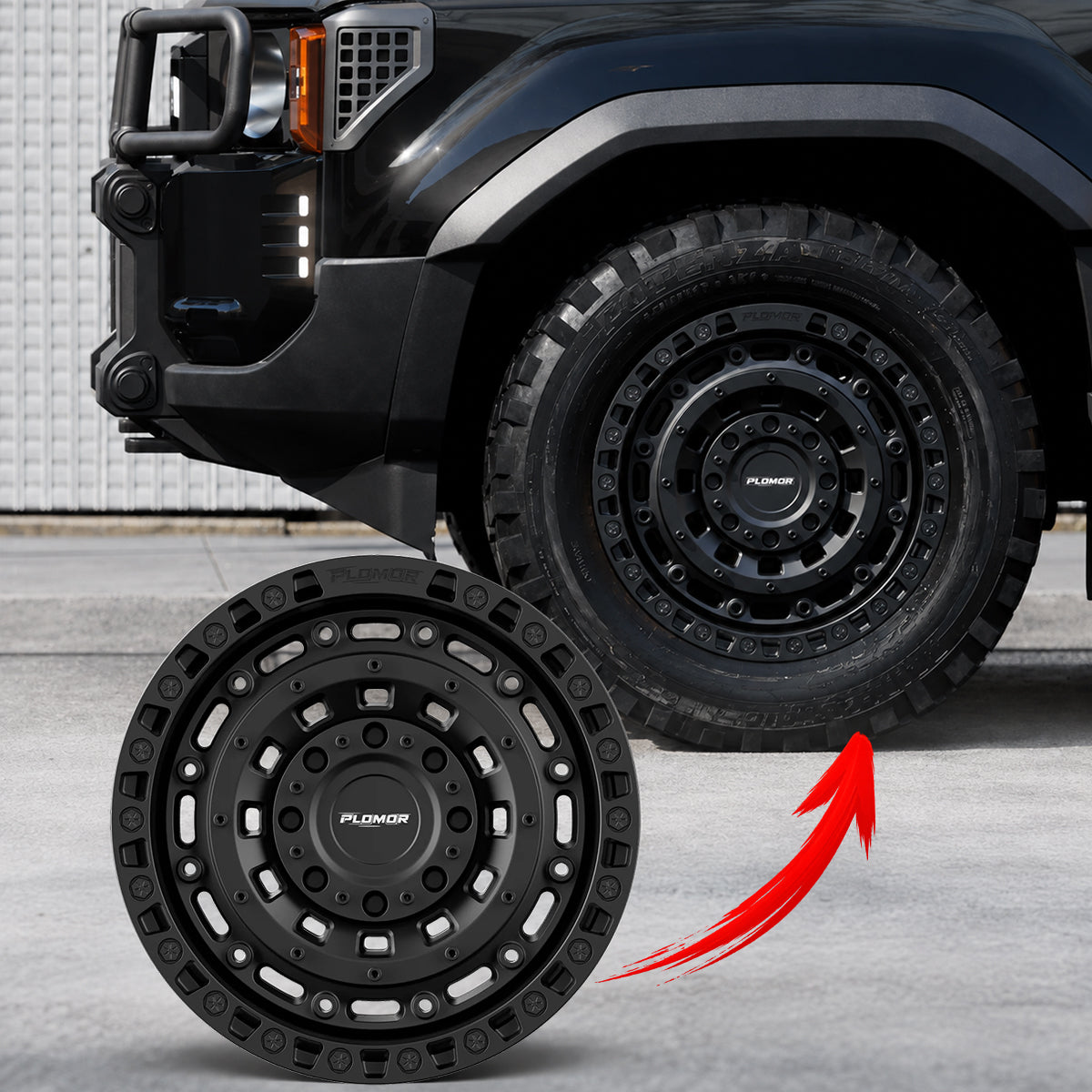 PLOMOR 18-inch forged beadlock-style wheels for Toyota Land Cruiser 250
