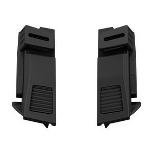 PLOMOR A-pillar ditch light mounting brackets for Toyota Land Cruiser LC250, matte black, angled product pair view