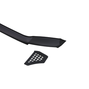 Underside view of PLOMOR PP black hood deflector for Toyota LC250 showing 3M tape channel
